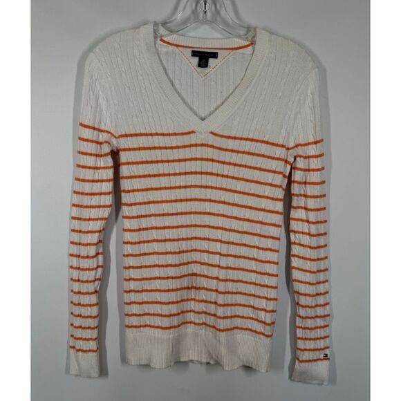 003 --- Tommy Hilfiger Women stripe lightweight knit sweater size small - Picture 1 of 10